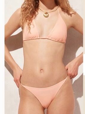 NWT J. Crew '90s style No-tie String Bikini Bottom - size M - Peach Peony